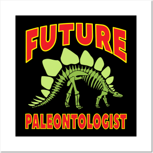 Future Paleontologist Stegosaurus Dinosaur Green Skeleton Posters and Art